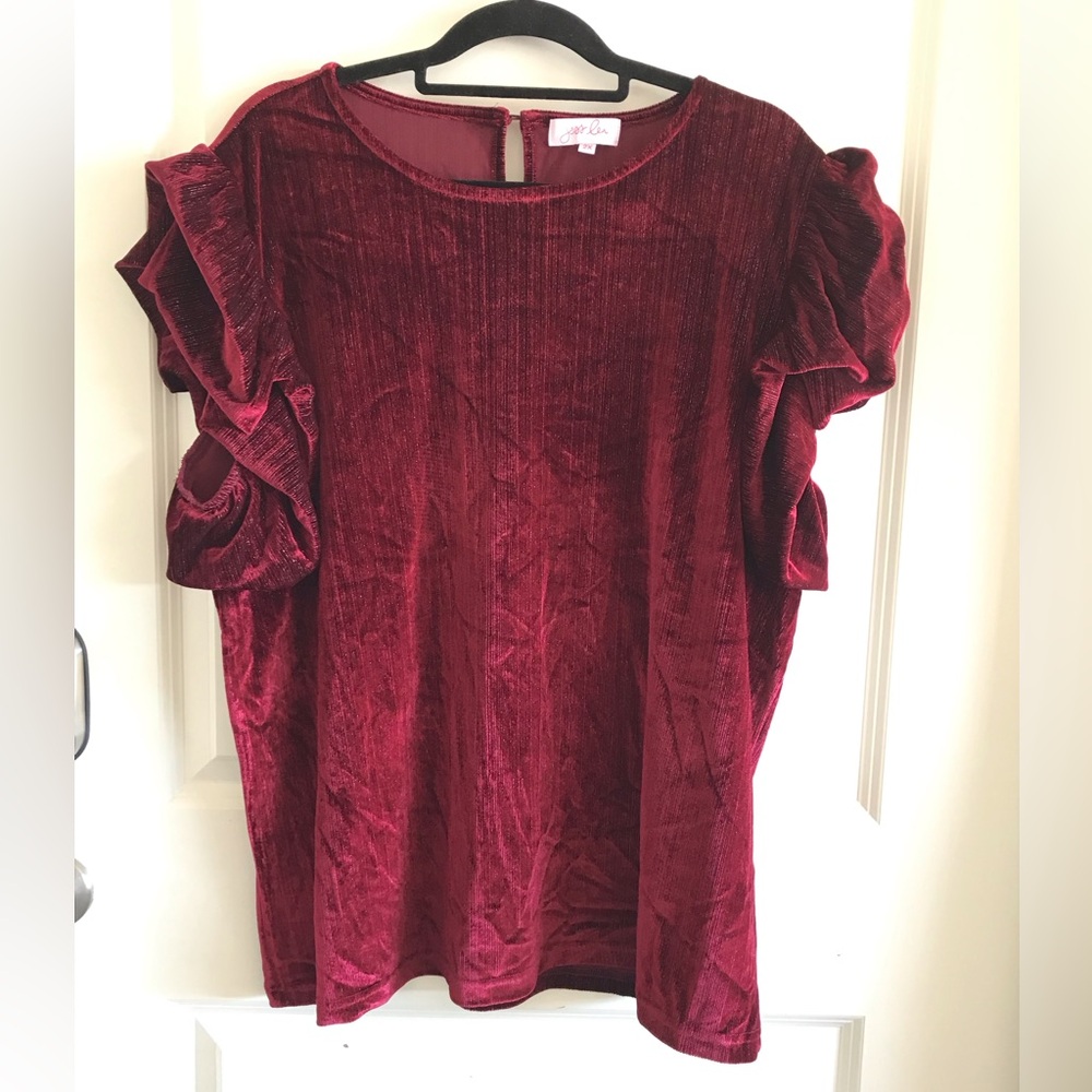 Jess Lea Womens 2X maroon blouse